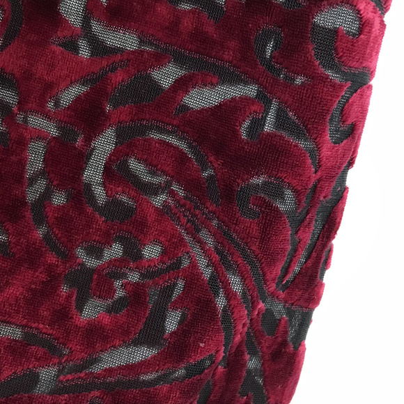 KAREN KANE Red & Black Velvet Burnout Shirt EUC - Picture 4 of 5